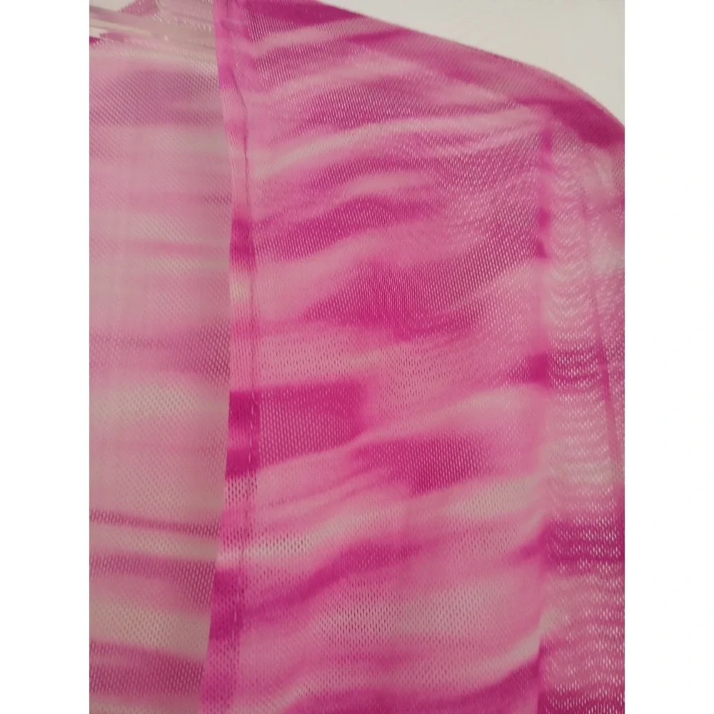 Becca Women size M or L Swim Suit Cover Up Top Pink Magenta Tie Dye Sheer Beachy